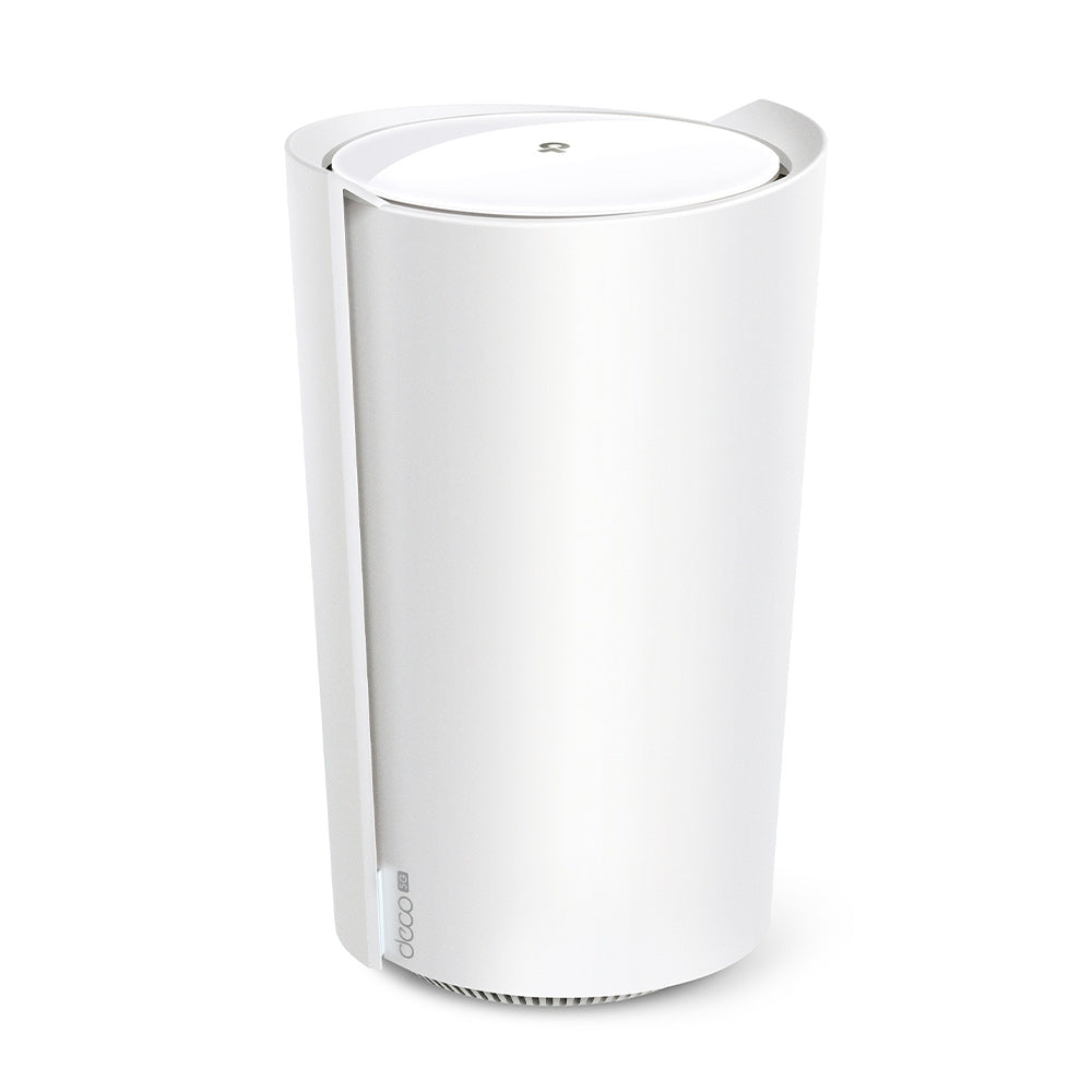 TP-Link Deco X50-5G mesh Wi-Fi 6 system with built-in 5G modem, single unit — front view