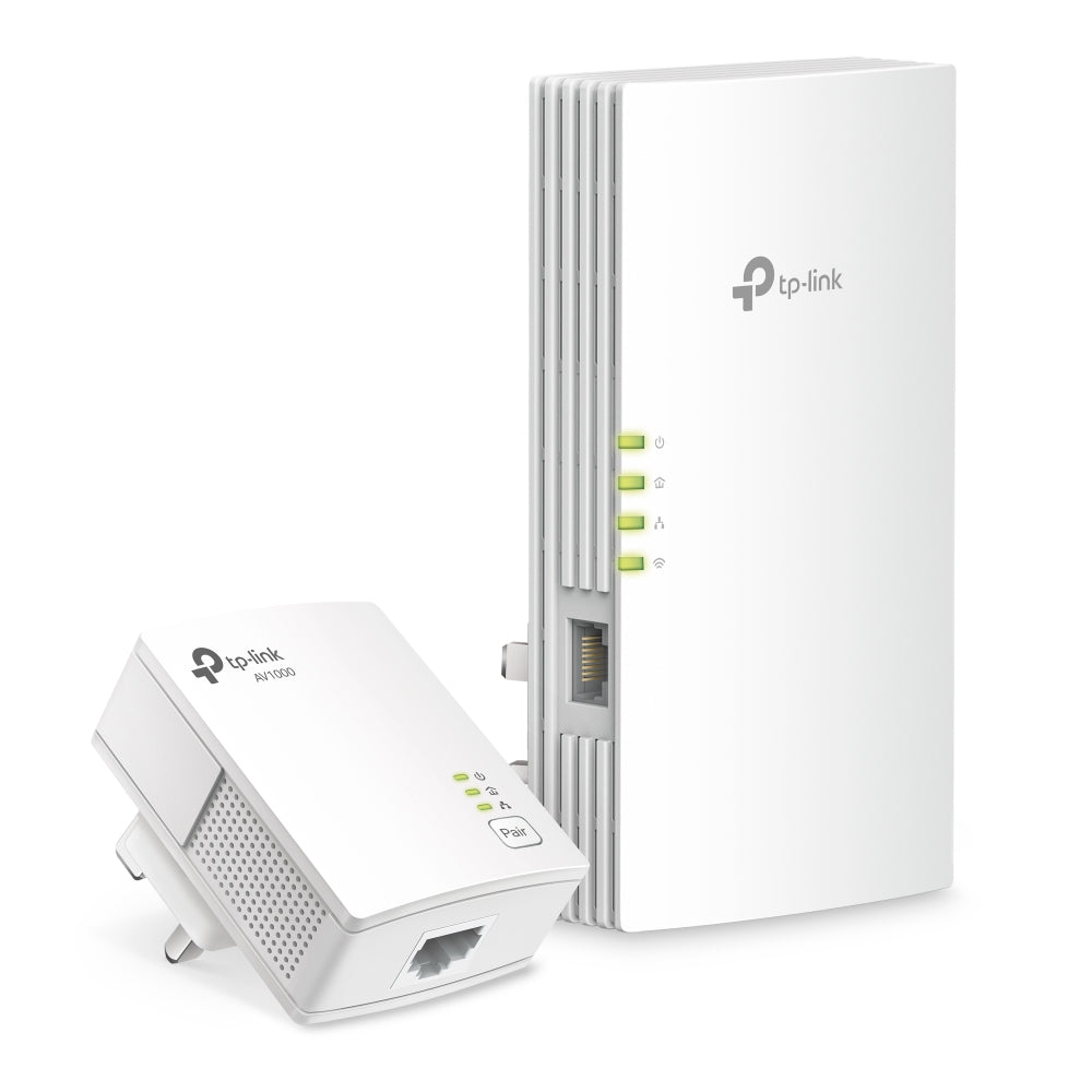 TP-Link TL-WPA7817 KIT AV1000 Powerline, AX1500 WiFi 6, Gigabit port & EasyMesh — product view, Wi-Fi 6 powerline unit paired with plain powerline unit