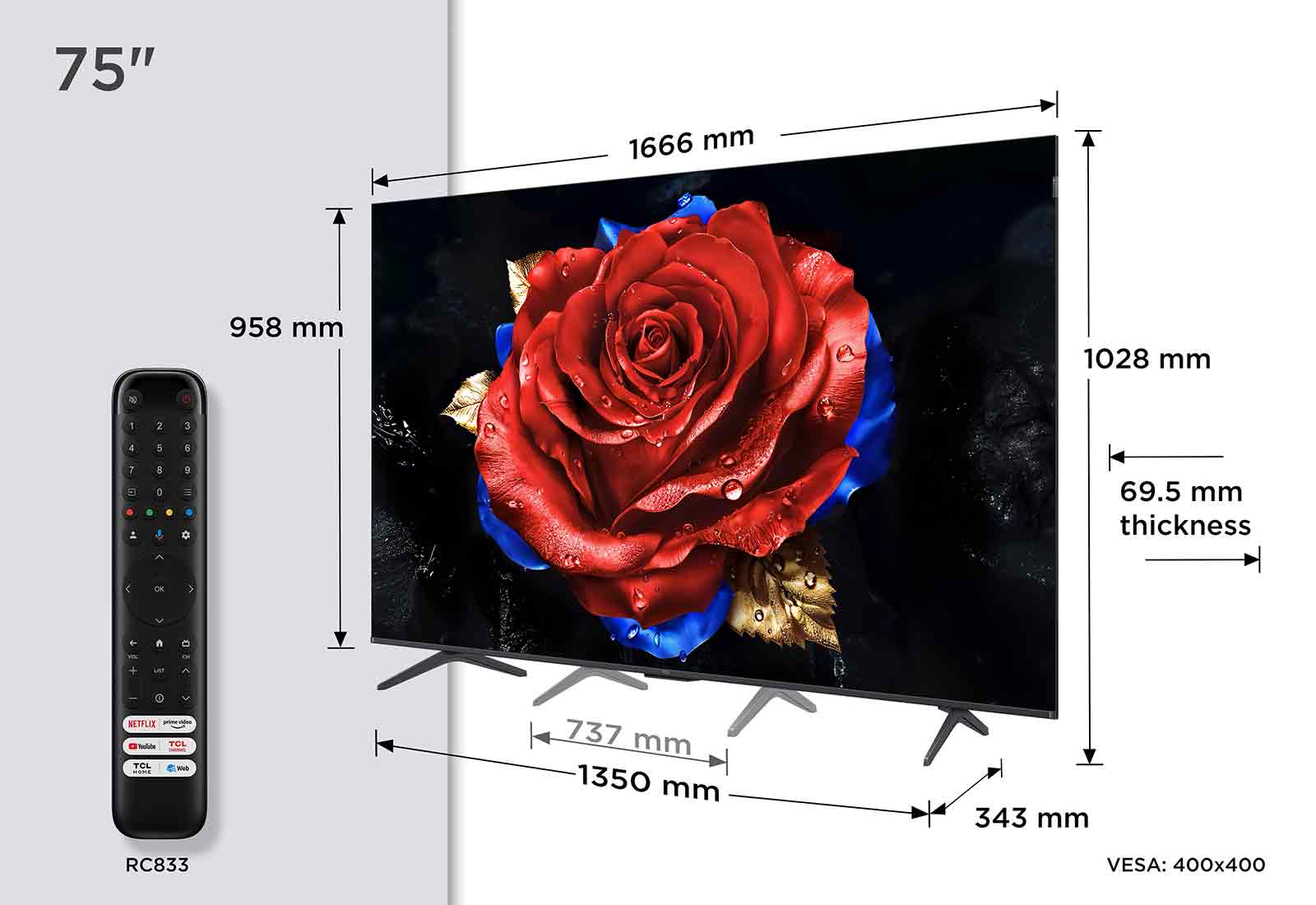 TCL 75" 144Hz Smart Google TV | 75T8C