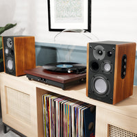 Majority D100 Powered Bookshelf Speakers, Wood - official product image