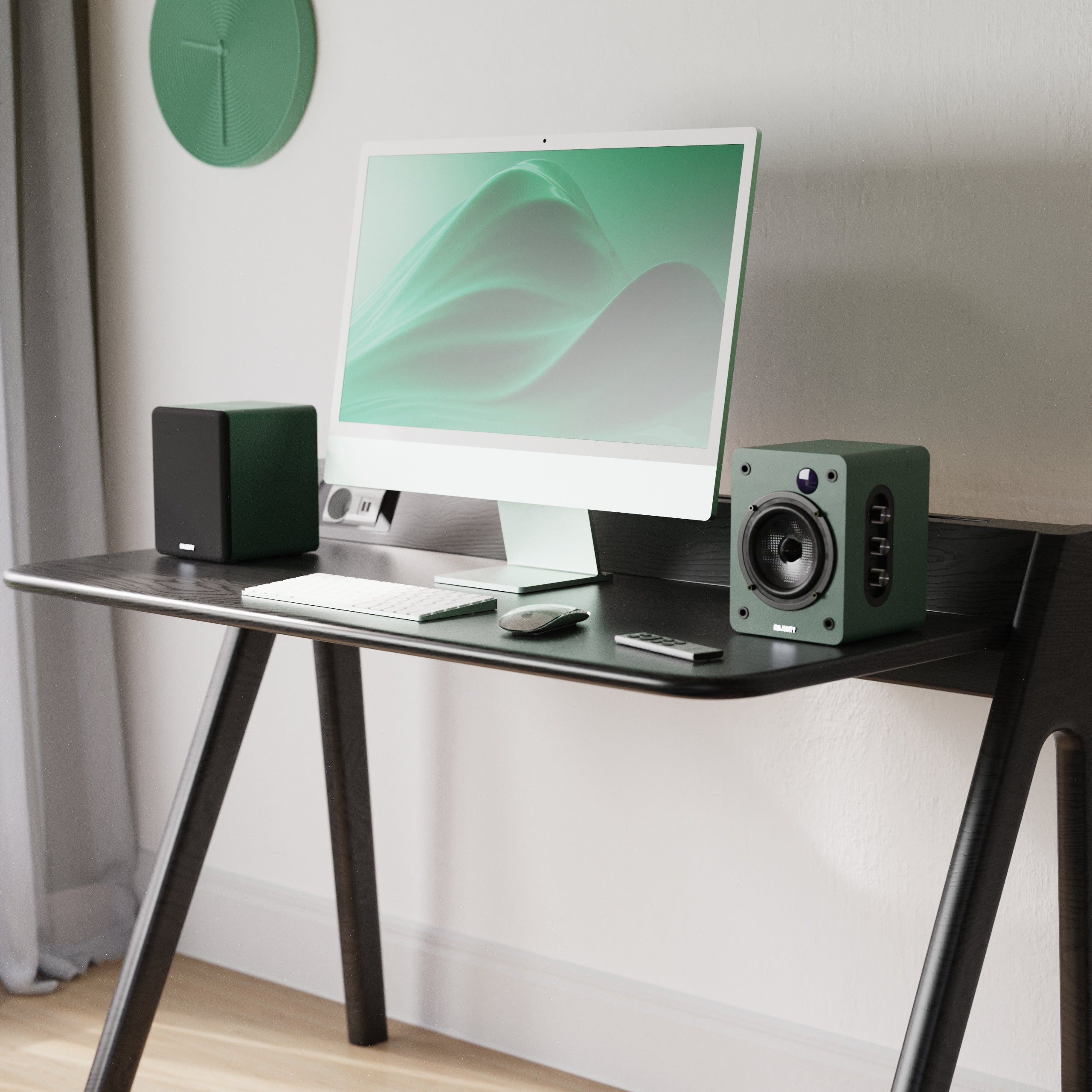 Majority D50X Powered Bookshelf Speakers, Green - official product image