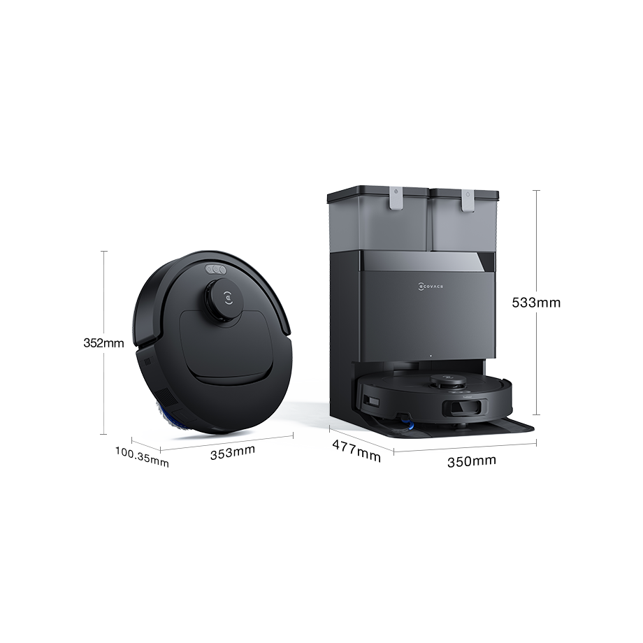 Ecovacs DEEBOT T30e OMNI Robot Vacuum and Mop - Black - dimensions