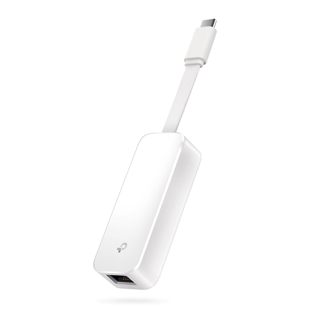 TP-Link UE300C USB 3.0 Type-C to Gigabit Ethernet Network Adapter — angled view showing USB-C connector
