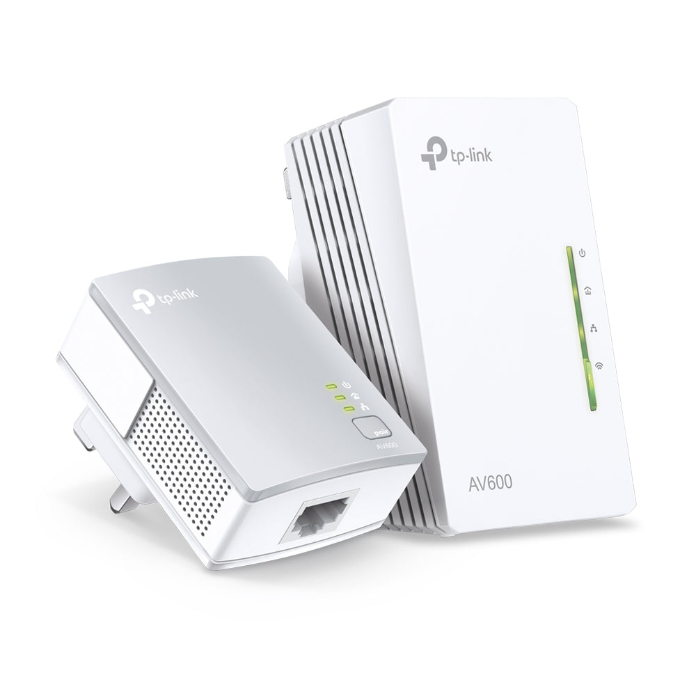 TP-Link TL-WPA4220 KIT AV600 Powerline Wi-Fi Booster 2 LAN, KIT — product view, alternate angle, two units