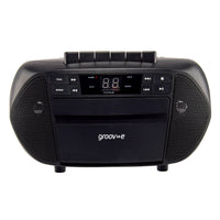 Groov-e Traditional Boombox CD Cassette and FM Radio Black - official product image
