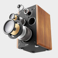 Majority D100 Powered Bookshelf Speakers, Wood - official product image