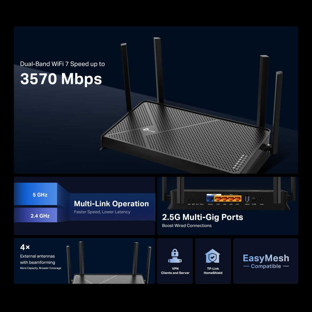 TP‑Link Archer BE230 Dual‑Band Wi‑Fi 7 Router – view 4