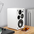 Majority D100X Powered Bookshelf Speakers, White - official product image