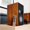 Majority D100 Powered Bookshelf Speakers, Wood - official product image