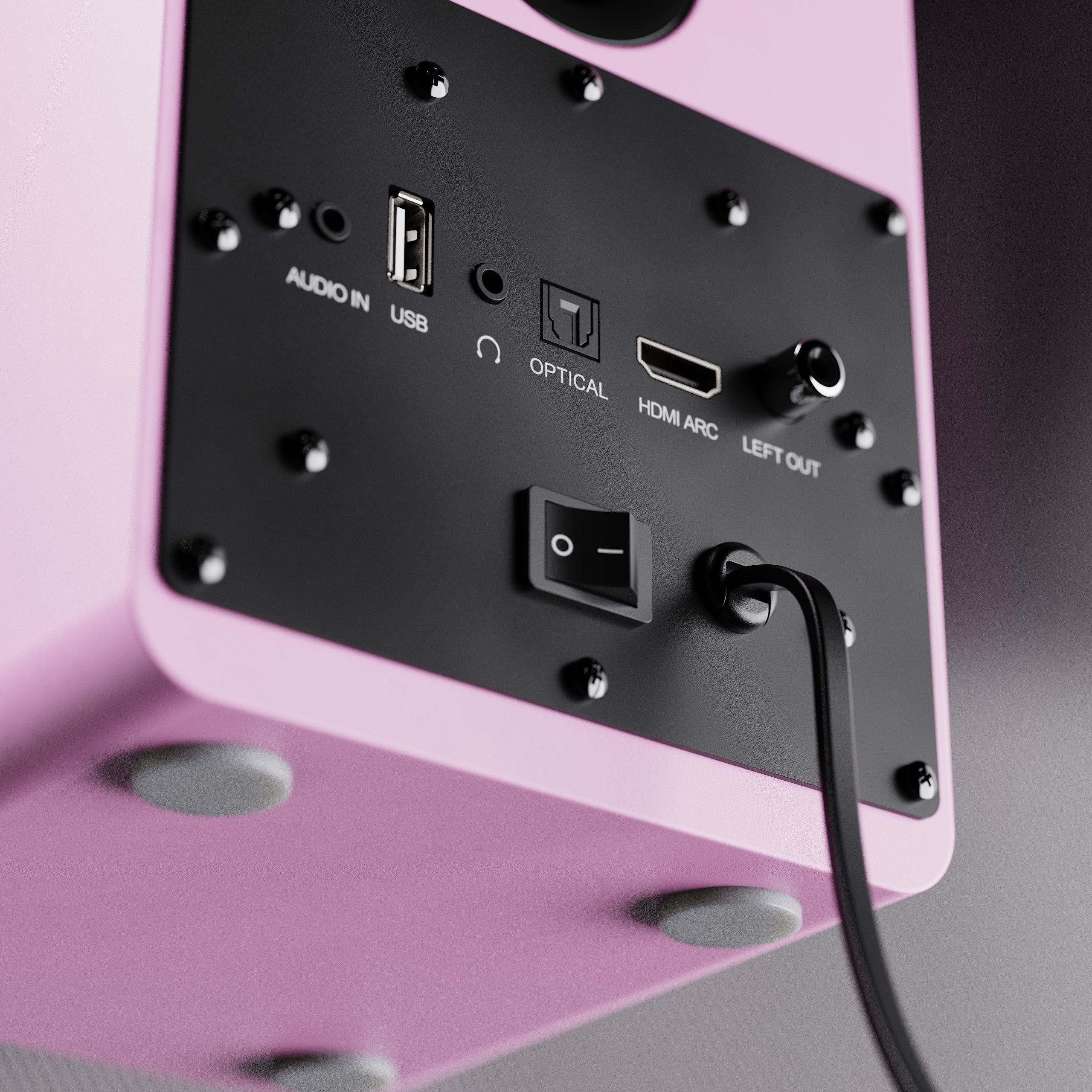 Majority D50X Powered Bookshelf Speakers, Pink - official product image