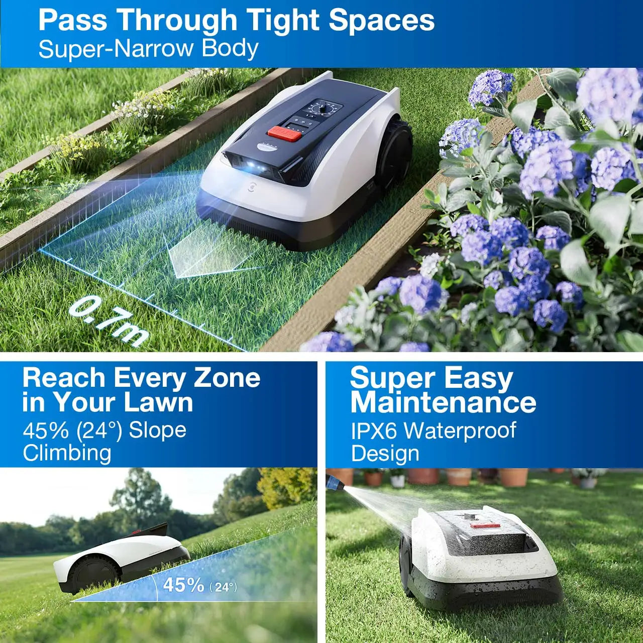 Ecovacs GOAT O800 RTK - Robotic Lawn Mower with Wire-Free RTK Navigation, up to 800m² | 270-MR2452IO