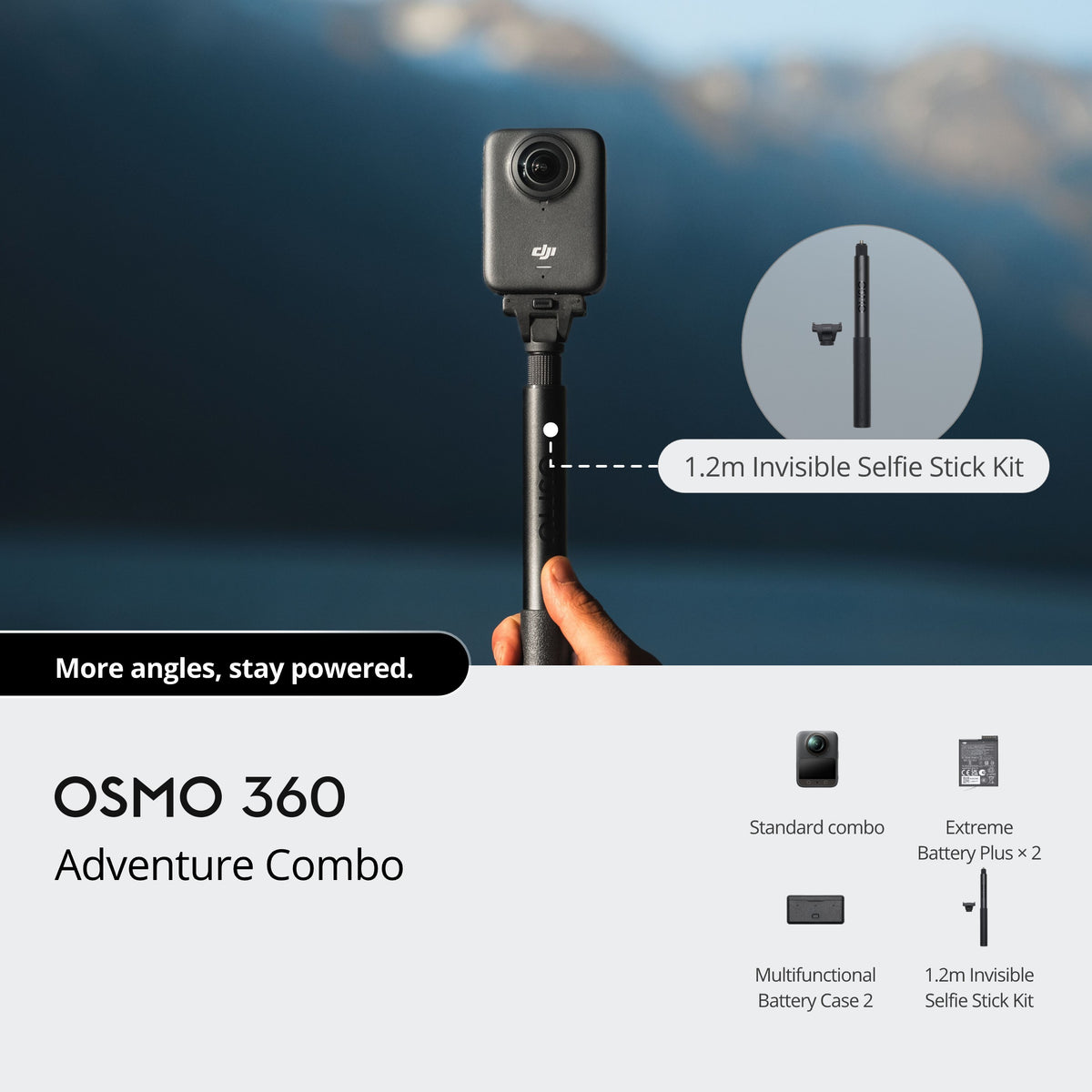 DJI Osmo 360 8K 360° Camera Adventure Combo - Adventure Combo contents