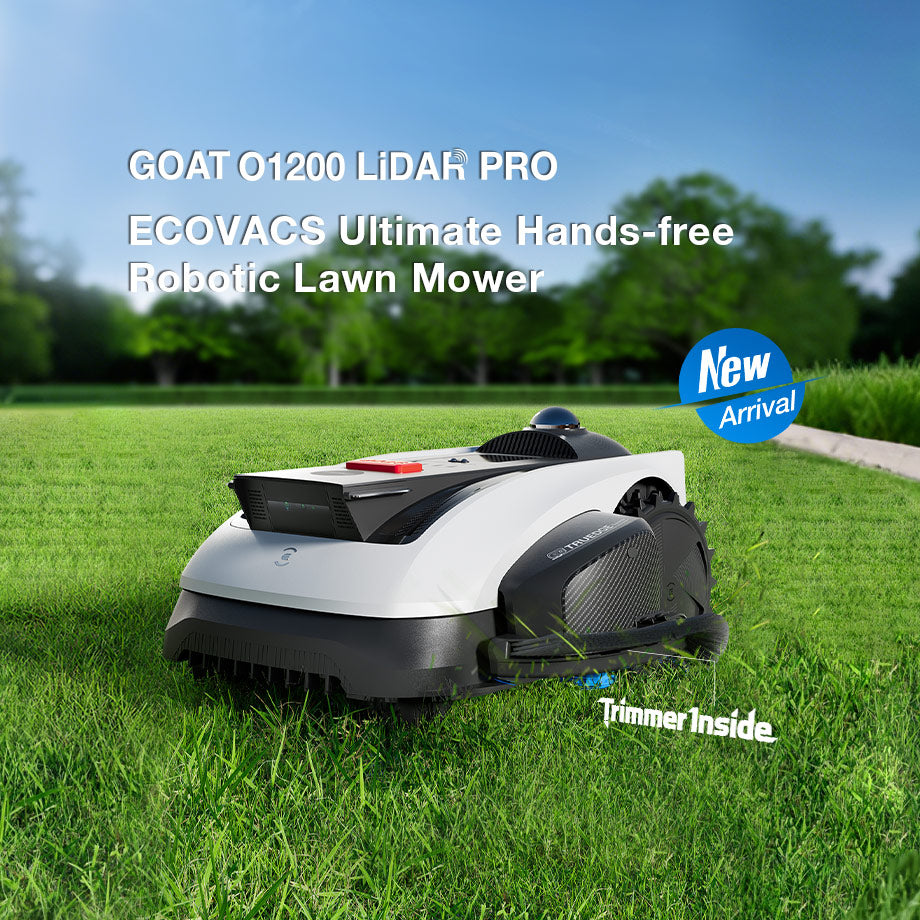 Robot lawnmower on a well-maintained lawn