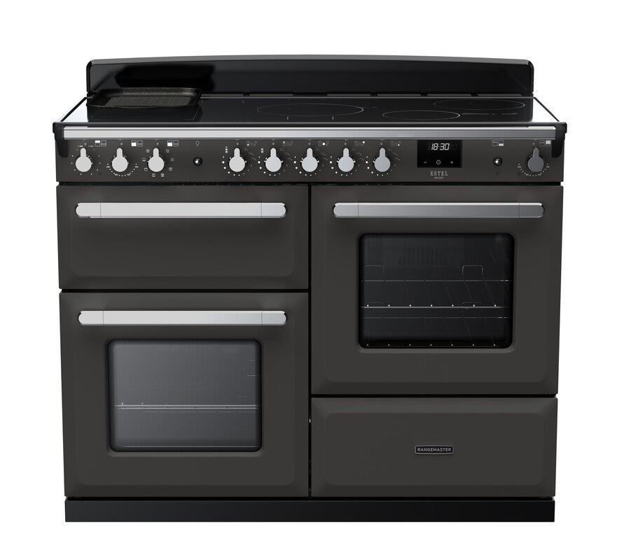 Rangemaster Estel Deluxe 110 Induction range cooker in Slate with Chrome trim