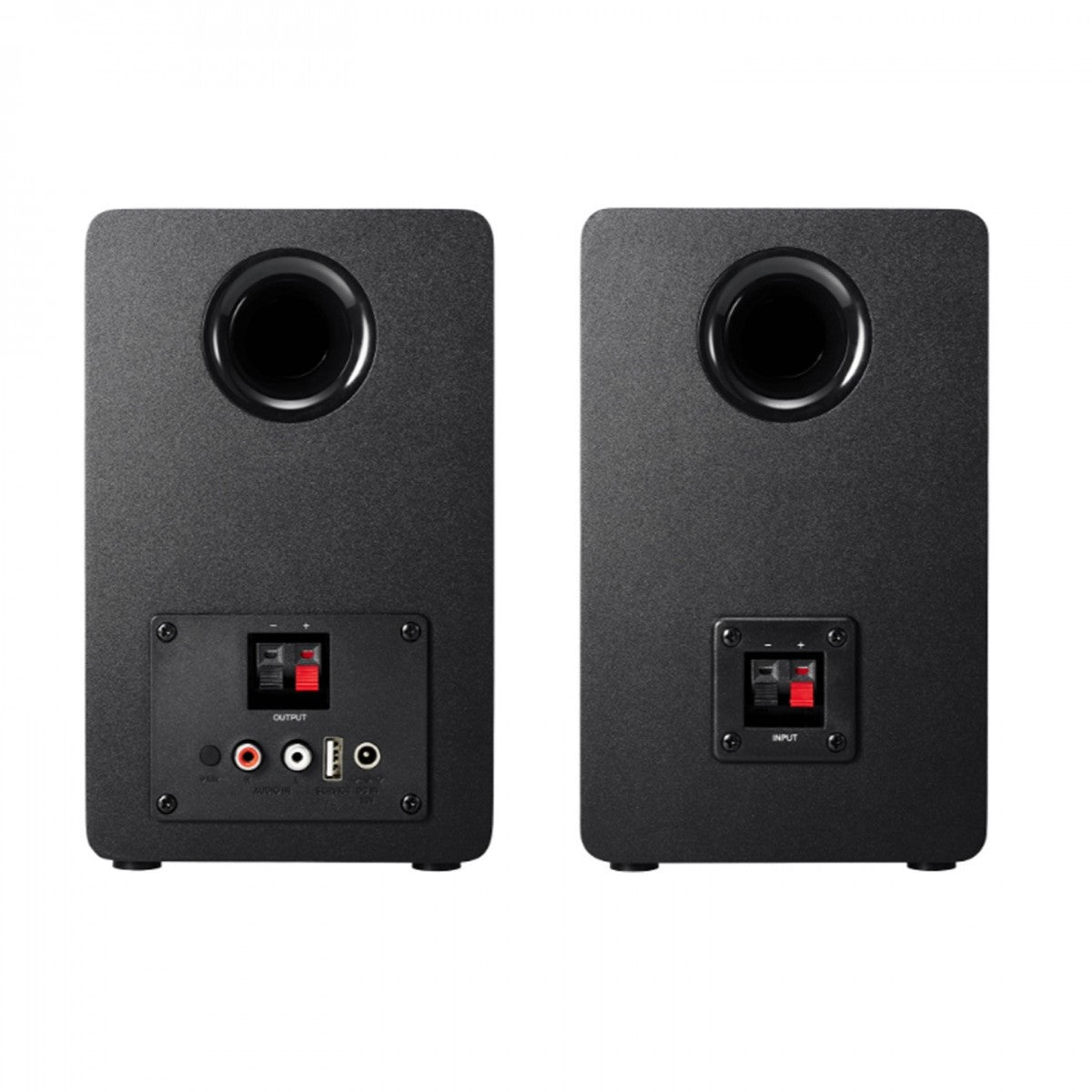 Audio-Technica AT-SP3X black powered speakers rear connections