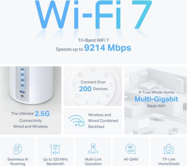 TP-Link Deco BE65 BE9300 Whole-Home Mesh Wi-Fi 7 System – 3 Pack | Deco BE65(3-pack)