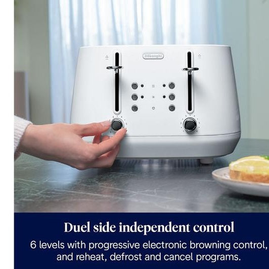 De’Longhi Eclettica 4-Slot Toaster – White | CTY4003.W