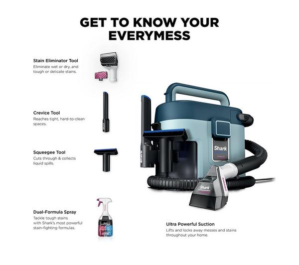Shark EveryMess Portable 3-in-1 Stain Eliminator 2kg Wet Dry Vacuum | VX110UK