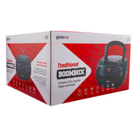 Groov-e Traditional Boombox CD Cassette and FM Radio Black - official product image