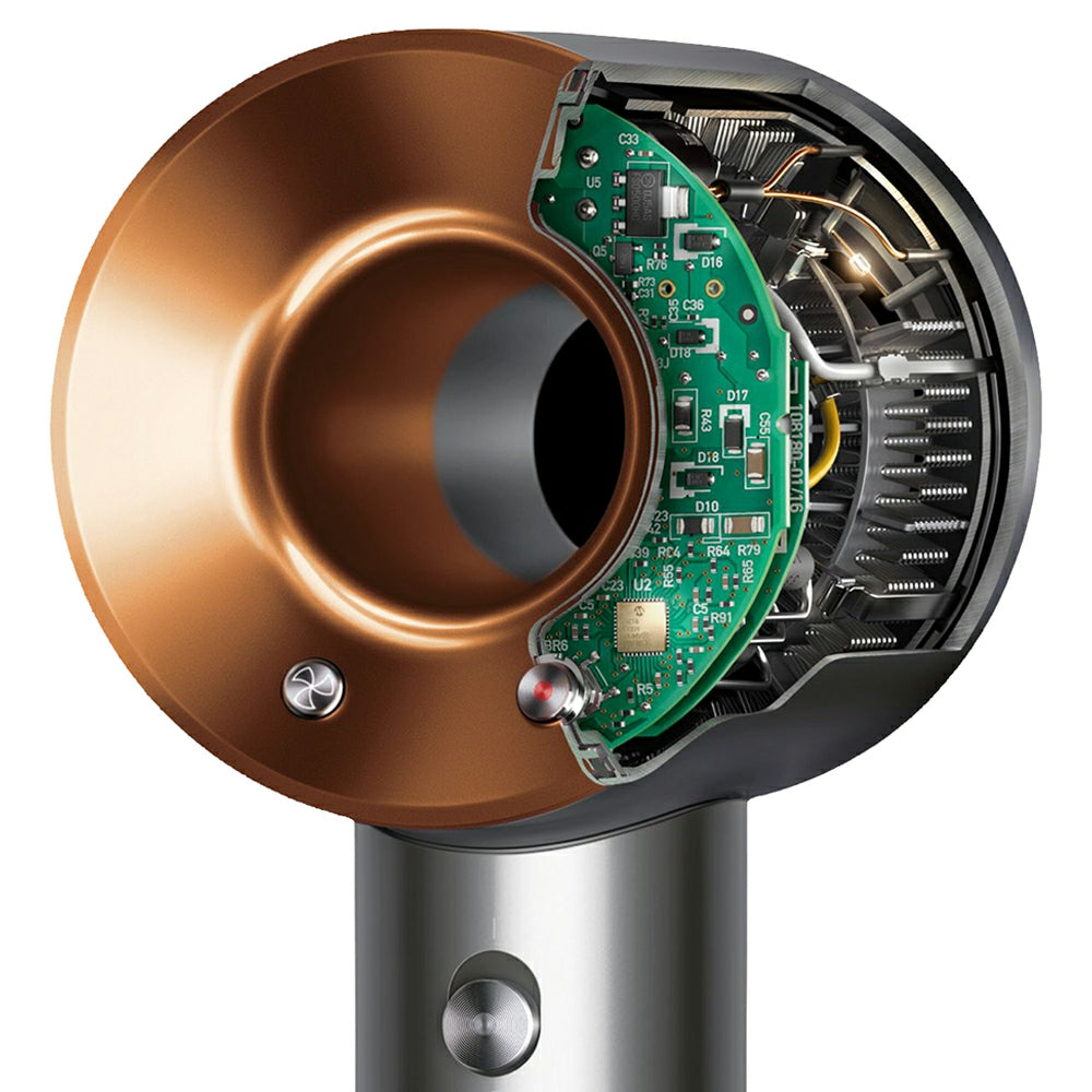 Dyson Supersonic Origin Hair Dryer - Nickel/Copper - heat control cutaway