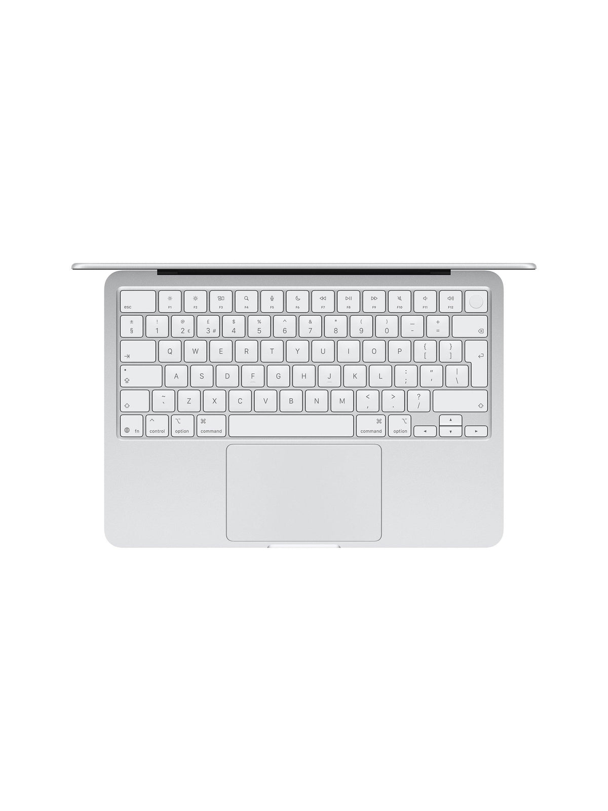 Apple MacBook Neo 13" A18 Pro 8GB/512GB Laptop with Touch ID - Silver - top-down view of keyboard with Touch ID and trackpad