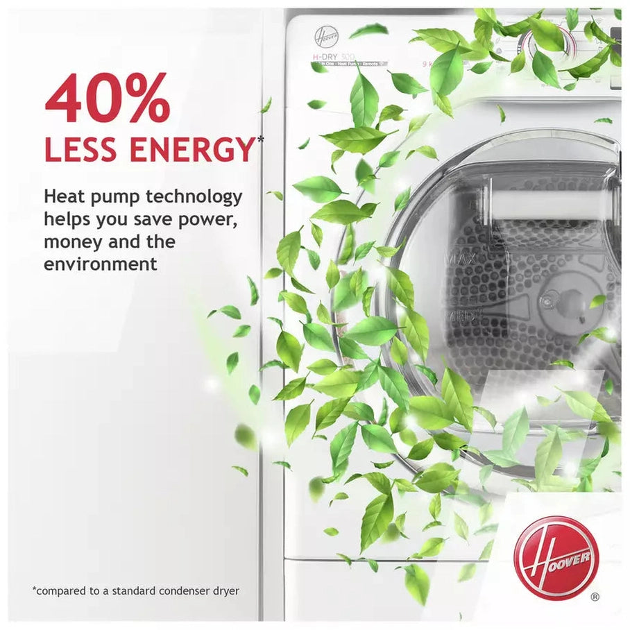 Hoover HLE H8A2DE 80 8KG Heat Pump Tumble Dryer - White | HLEH8A2DE-80 Hoover Tumble Dryer Euronics Ireland