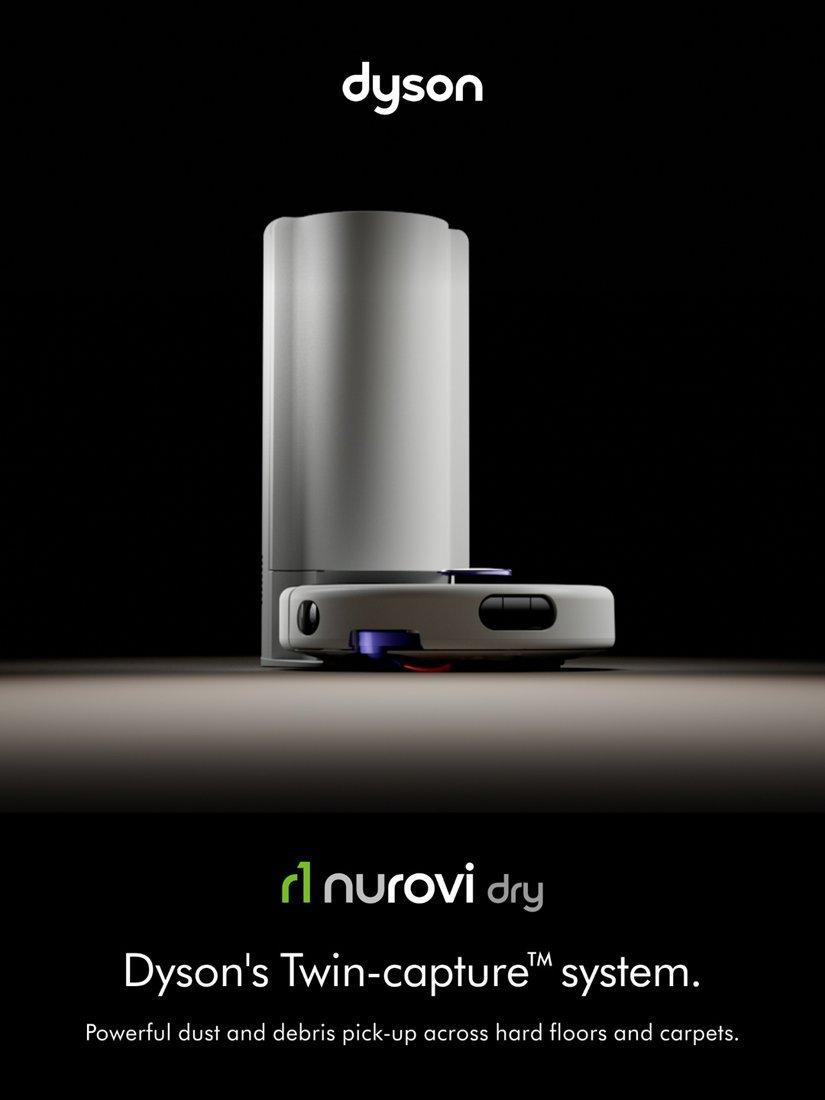 Dyson R1 Nurovi Dry Robot Vacuum Cleaner - Light Grey/Vinca Blue - Twin-capture system