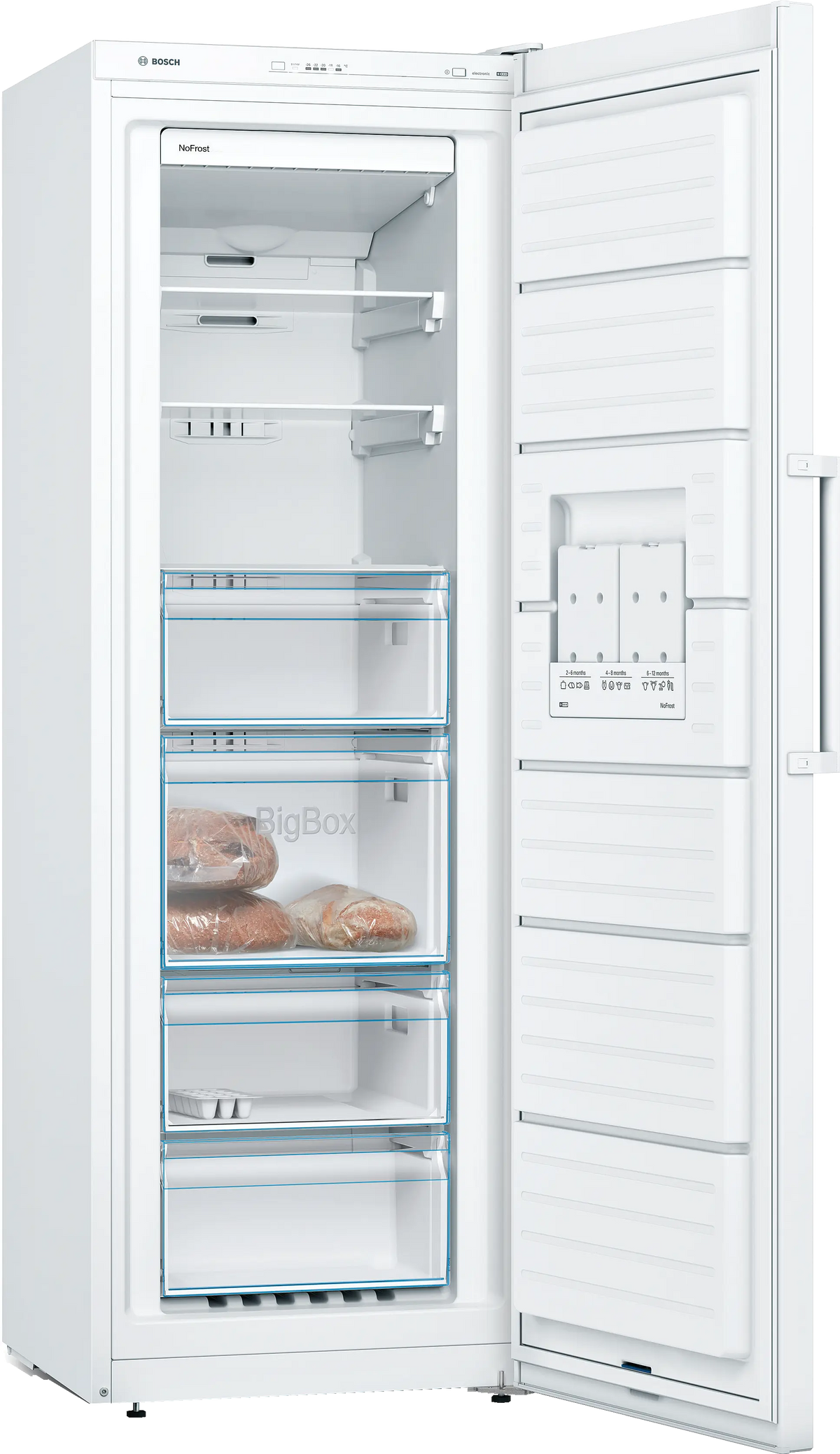 Bosch GSN33VWEPG Series 4 freestanding frost free upright freezer in White