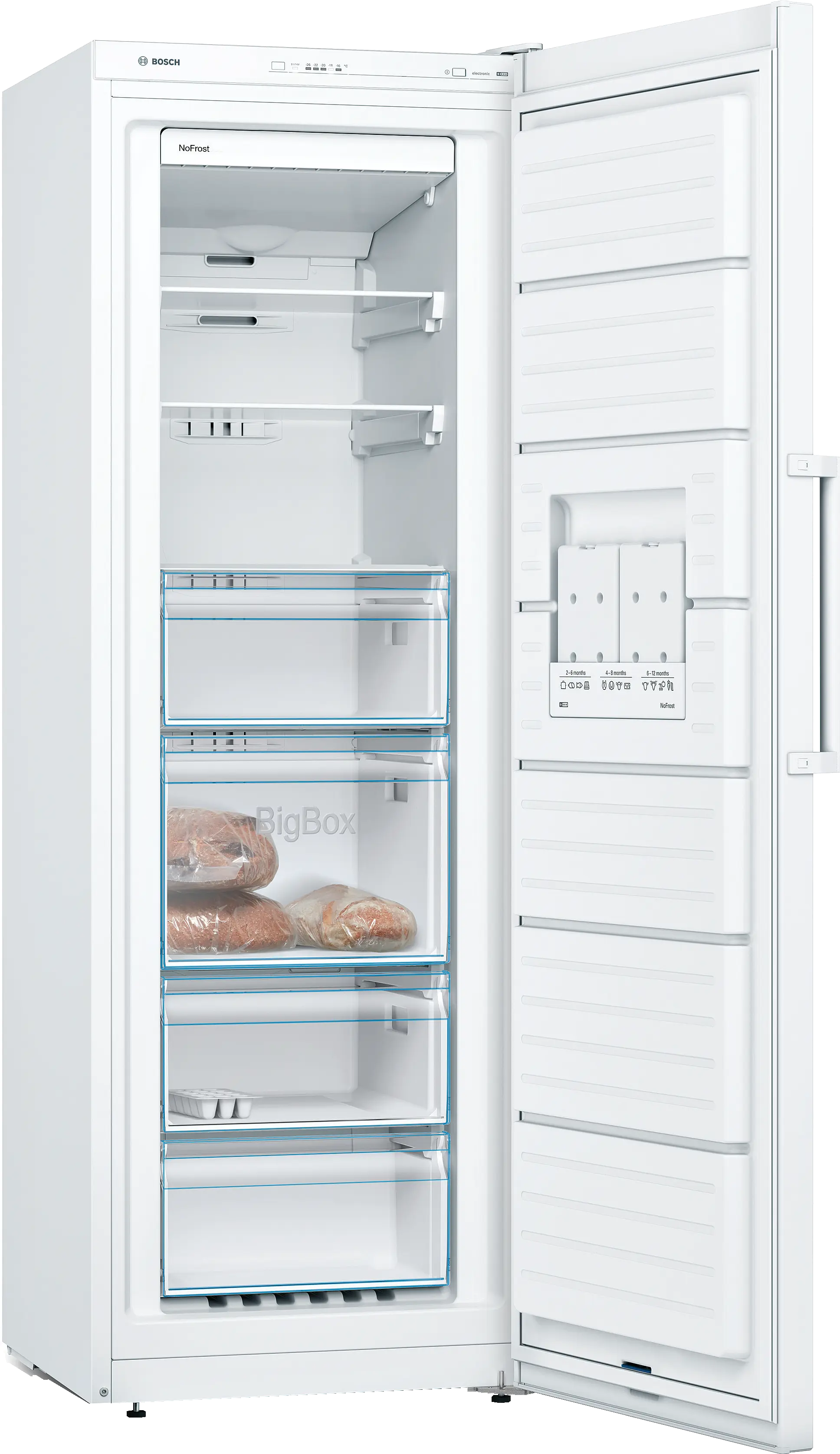 Bosch GSN33VWEPG Series 4 freestanding frost free upright freezer in White