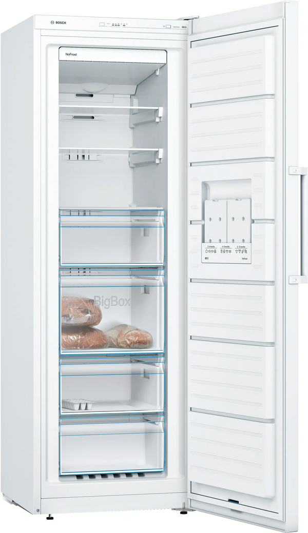 Bosch GSN33VWEPG Series 4 freestanding frost free upright freezer in White