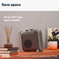 De'Longhi Capsule Fit 2400W Fan Heater - Grey - compact, space-saving design