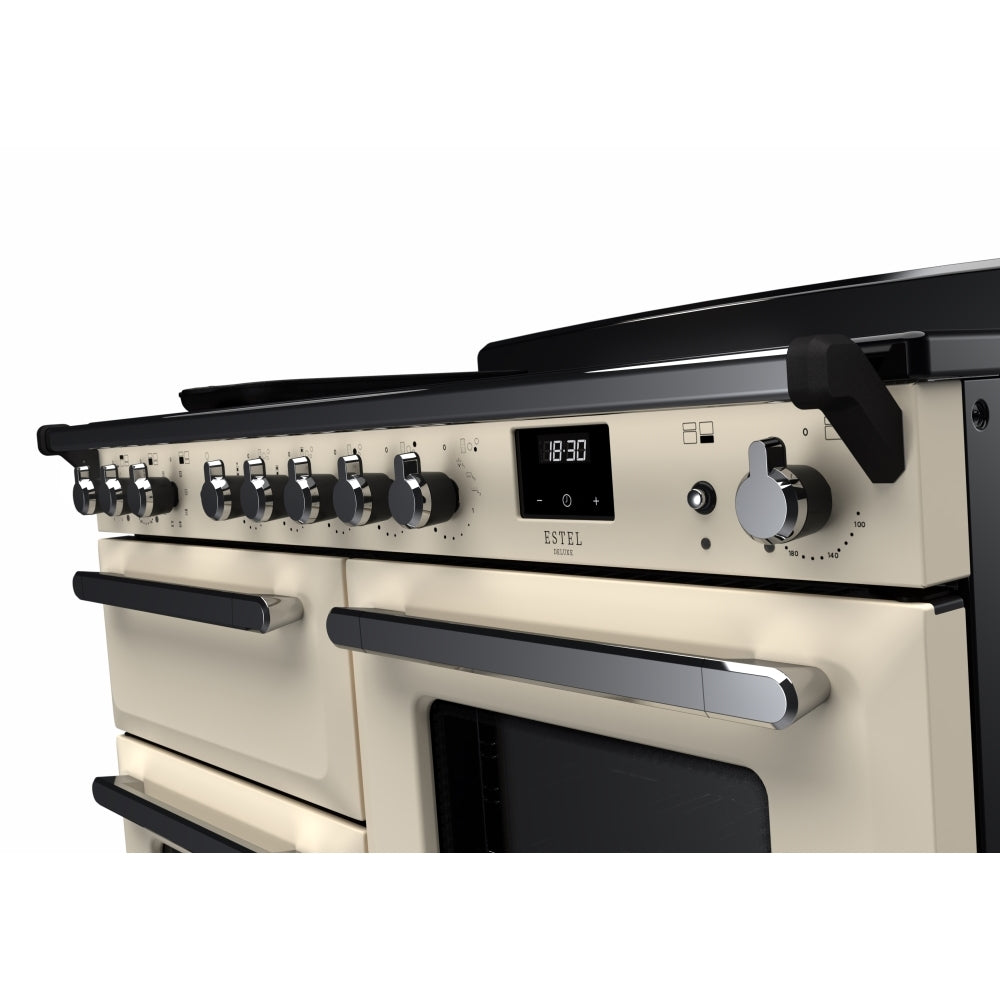 Rangemaster Estel Deluxe 110 Induction range cooker in Pale Cream with Chrome trim