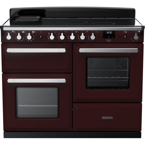 Rangemaster Estel Deluxe 110 Induction range cooker in Bordeaux with Chrome trim