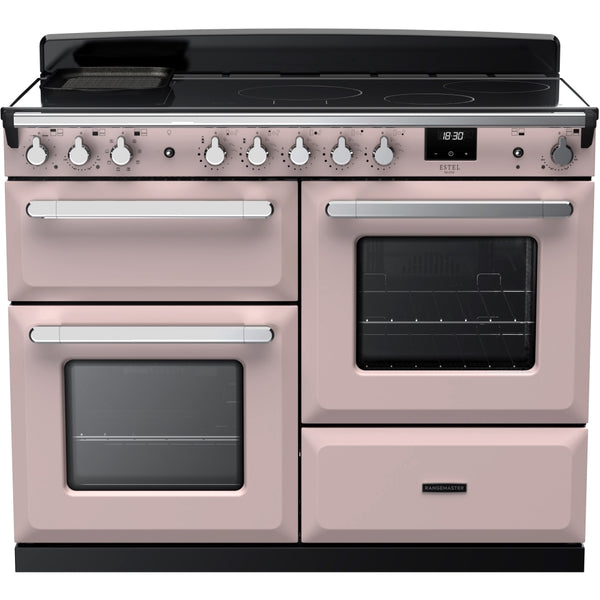 Rangemaster Estel Deluxe 110 Induction range cooker in Pale Pink with Chrome trim