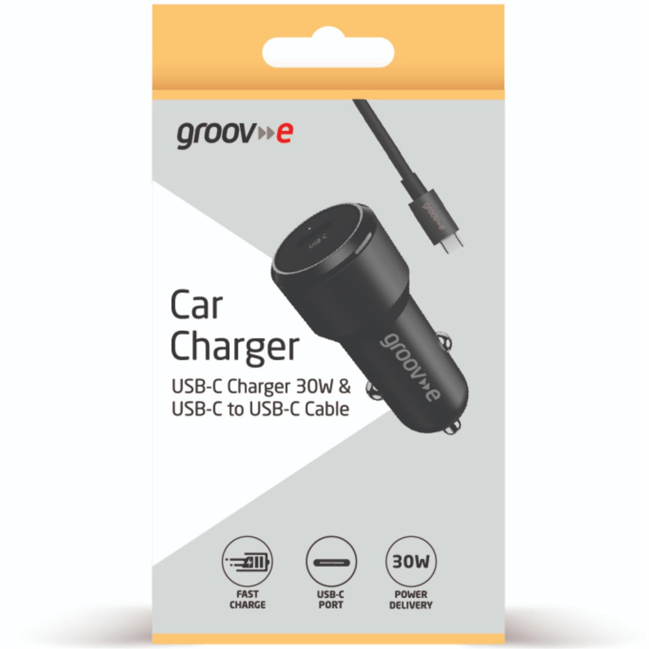 Groov-e 30W USB-C Car Charger with 1m USB-C Cable Black product image