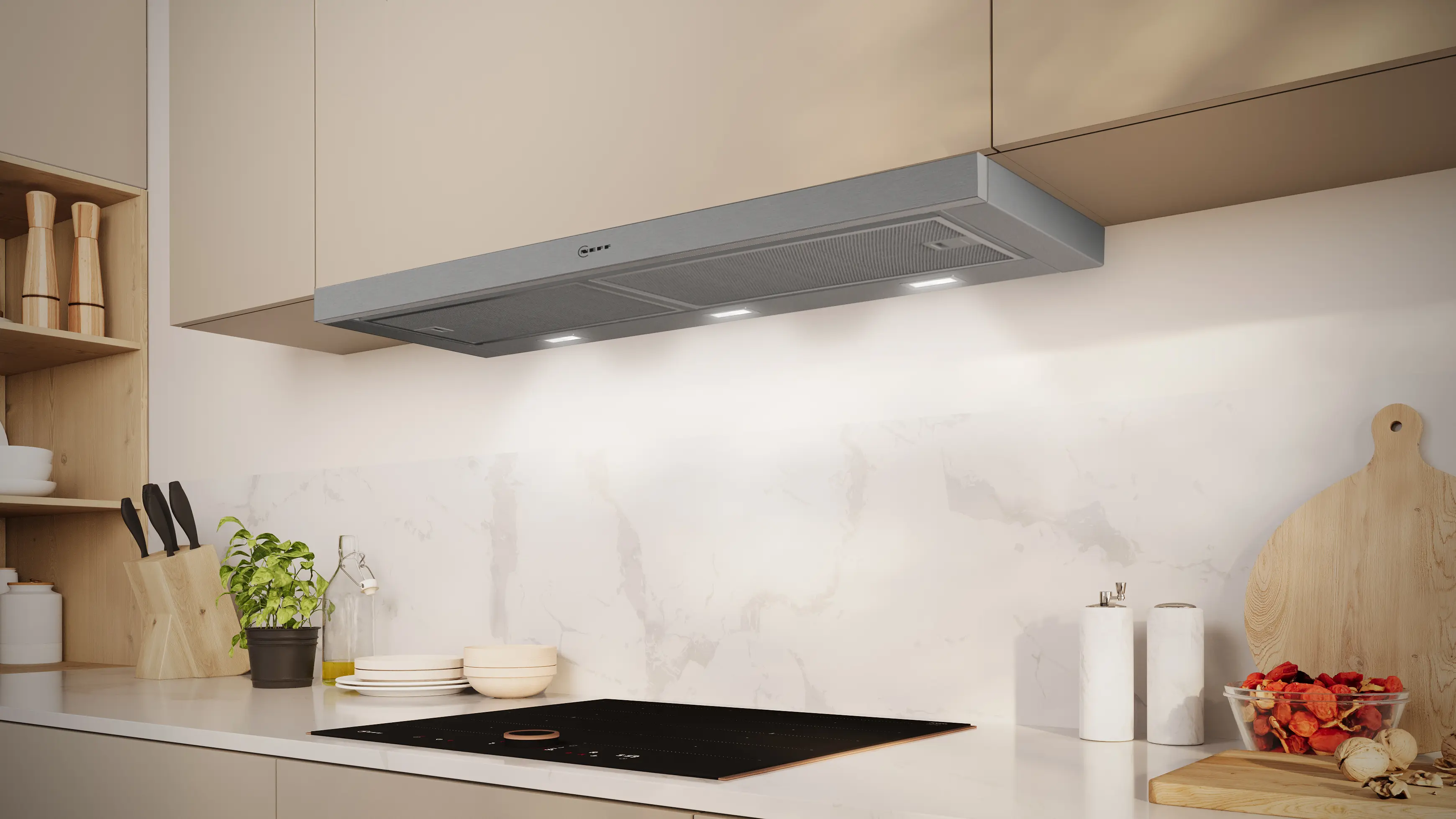 NEFF N 50 90cm telescopic pull-out cooker hood in Silver Metallic