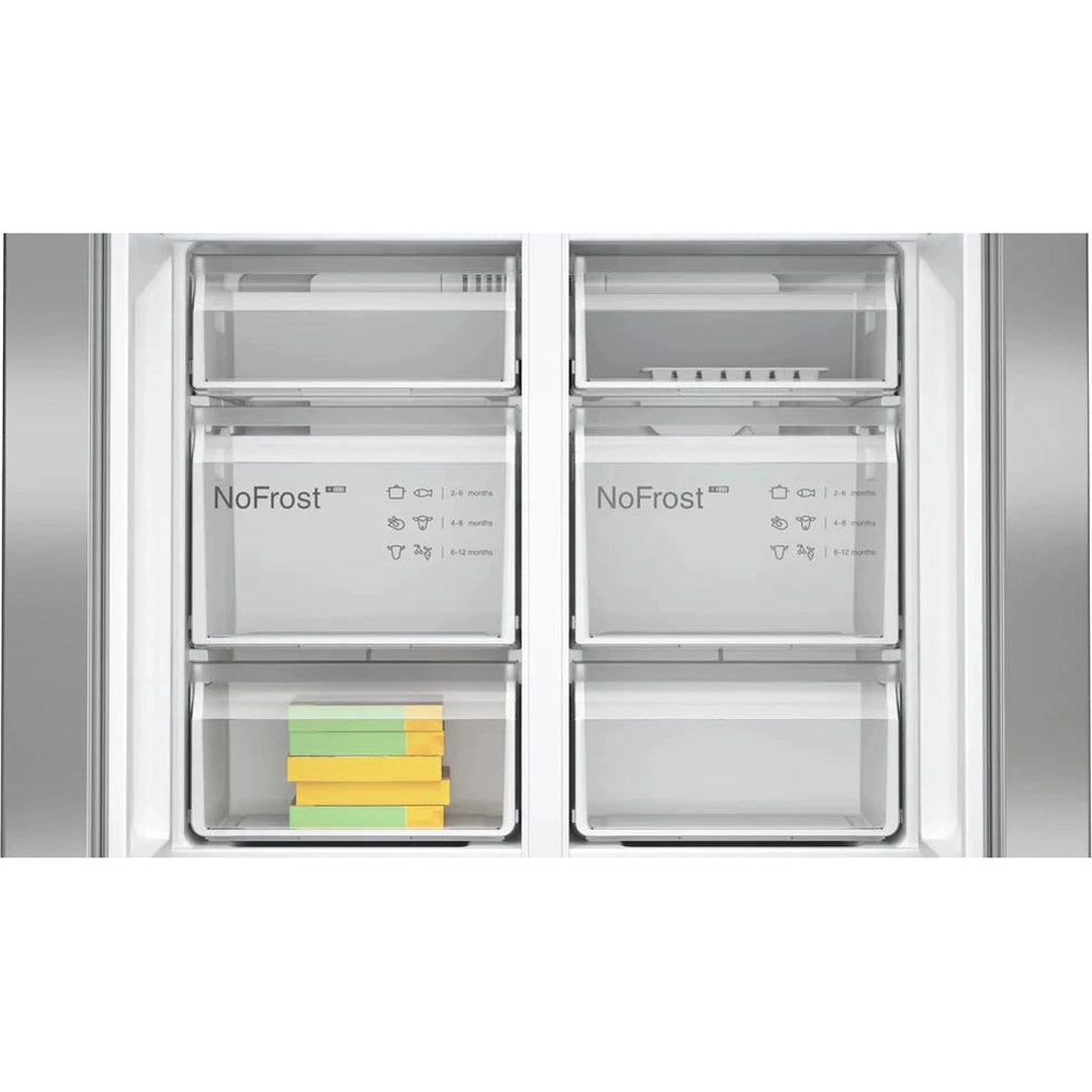 Bosch XXL KFN96VPEAG 4 door fridge freezer freezer drawers close-up