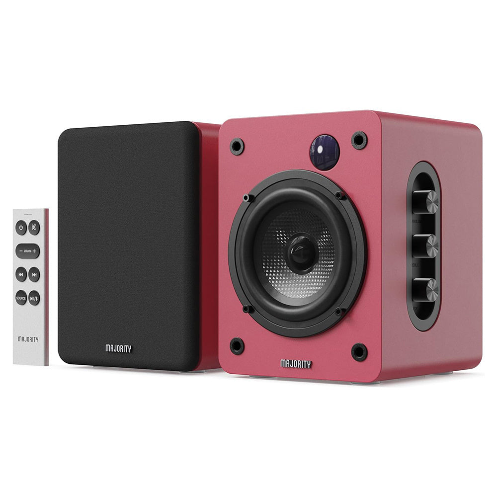 Majority D50X Powered Bookshelf Speakers, Maroon - product image 1