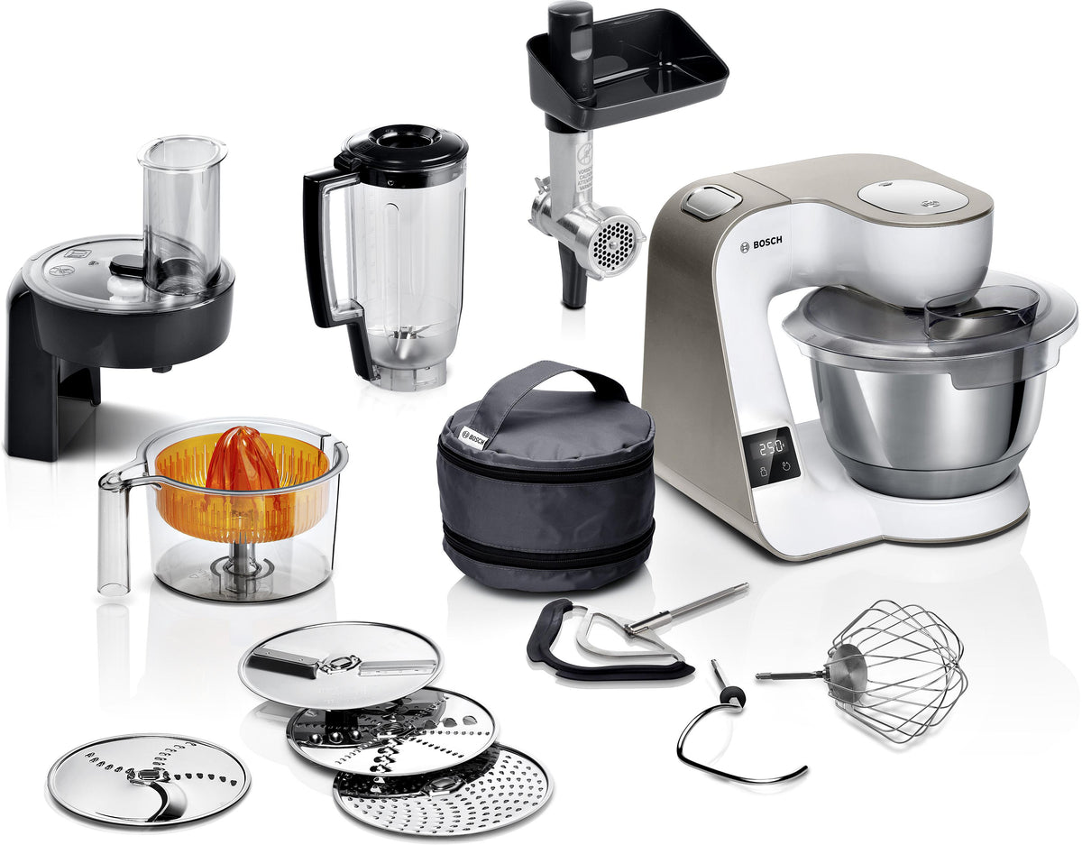 Bosch Series 4 MUM5 Stand Mixer with Integrated Scales 1000W - White - front view