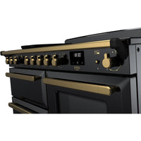 Rangemaster Estel Deluxe 110 Induction range cooker in Gloss Black with Brass trim