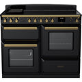 Rangemaster Estel Deluxe 110 Induction range cooker in Gloss Black with Brass trim