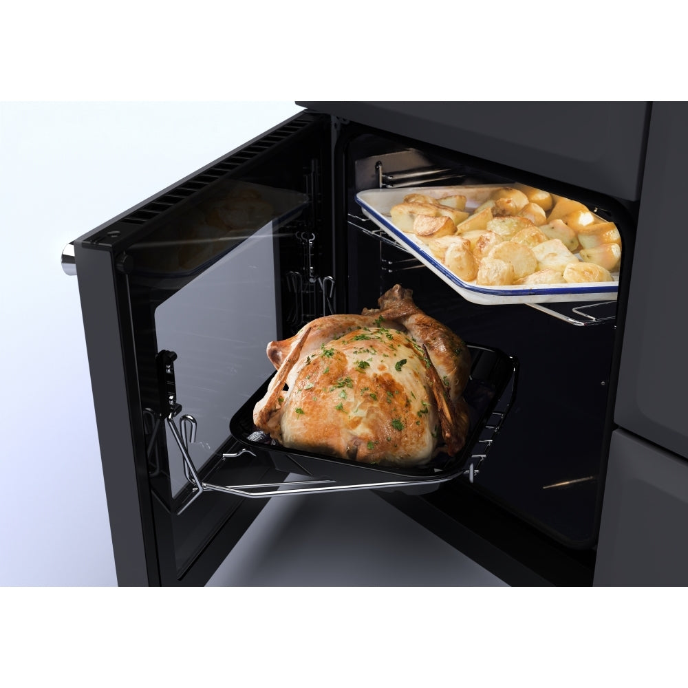 Rangemaster Estel Deluxe 110 Induction range cooker in Slate with Brass trim