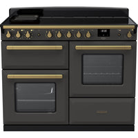 Rangemaster Estel Deluxe 110 Induction range cooker in Slate with Brass trim