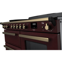 Rangemaster Estel Deluxe 110 Induction range cooker in Bordeaux with Brass trim