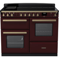 Rangemaster Estel Deluxe 110 Induction range cooker in Bordeaux with Brass trim