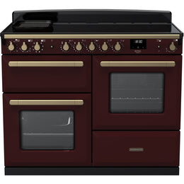 Rangemaster Estel Deluxe 110cm Induction Range Cooker - Bordeaux with Brass Trim | ESDLO110EIPBOR/AB1