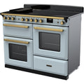 Rangemaster Estel Deluxe 110 Induction range cooker in Misty Blue with Brass trim