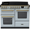 Rangemaster Estel Deluxe 110 Induction range cooker in Misty Blue with Brass trim