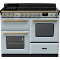 Rangemaster Estel Deluxe 110 Induction range cooker in Misty Blue with Brass trim