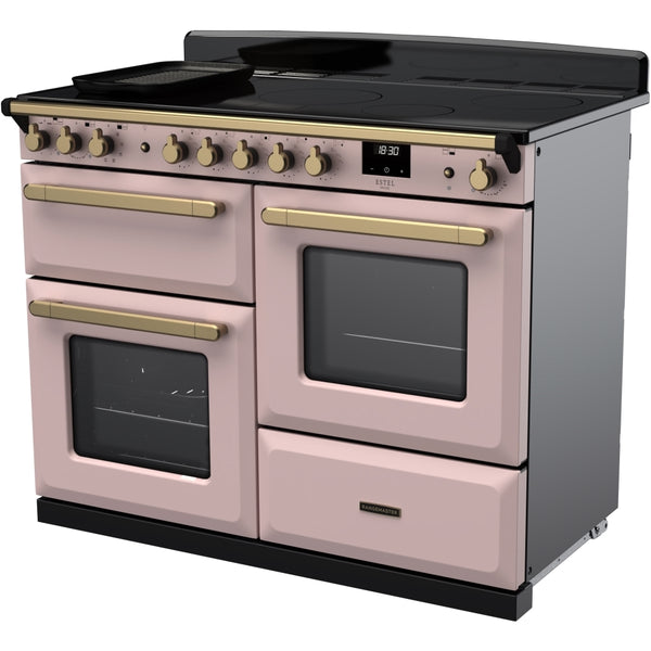 Rangemaster Estel Deluxe 110 Induction range cooker in Pale Pink with Brass trim